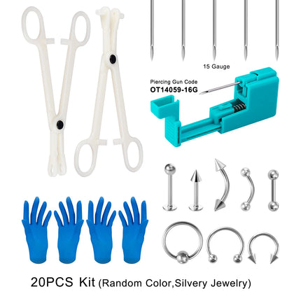 Body Jewelry Piercing Gun Pliers Needles Tool Kit Surgical Steel Nose Septum Lip Eyebrow Tongue Belly Nipple Piercing Earrings