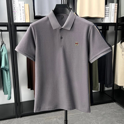 High-end brand 100% cotton short sleeve polo shirt men's summer new soft breathable lapel T-shirt fashion letter embossed top