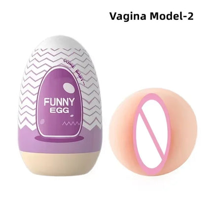 New Egg-Shaped Portable Male Masturbator Made of Soft Rubber with Realistic Vagina Texture Design Penis Massage Adult Sex Toy