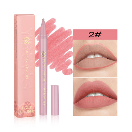 Waterproof Liquid Lip Liner, Gourd Shape Sponge Applicator for Precise Outline - Matte Long-Lasting Lip Contour Pen, Lip Tint