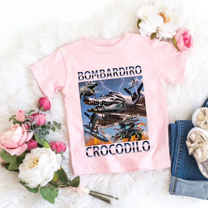 Children Unisex T-shirt Girl Boy Italian Brainrot Animals Kids Tung Tung Tung Sahur Short Sleeve Funny Meme Tee Summer Clothing