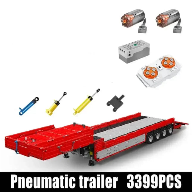 MOULD KING 19015S Technical Heavy Duty Trailer FH16 Tractor Truck Model Building Blocks Pneumatic Truck Toy for Adult Kids Gifts