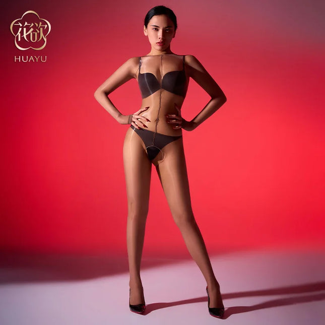 Oil Shiny Pantyhose Bodysuits Women Sexy 1D Ultra Thin Stockings Jumpsuits Erotic Lingerie Bodystockings Lady Glossy Catsuits