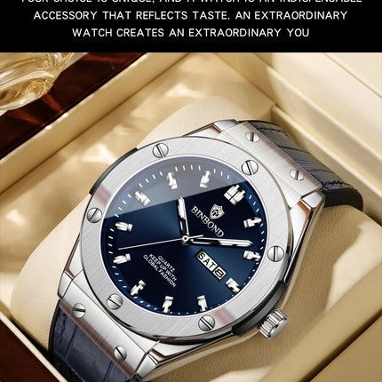 BINBOND Top Brand Business Classic Men's Watches Waterproof Date Week Luxurious Luminous Multifunction Fashion Male Quartz Watch