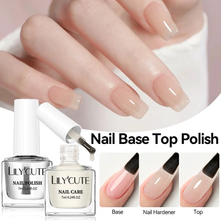 LILYCUTE 7ml  Nail Base Top Polish Clear Shine Nail Care Long Lasting  Strengthener Hardener Nail Art Varnish Supplies