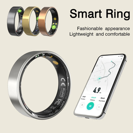 Health Check Waterproof Smart Ring Health Monitor Men & Women Health & Sleep Monitor Smart Rings Multi-sport Modes QRing APP