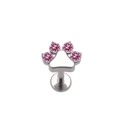 High-Quality F136 Titanium Alloy Pink Zirconia Stud Earring Set Fashionable Cartilage and Lip Piercing Jewelry for Men and Women