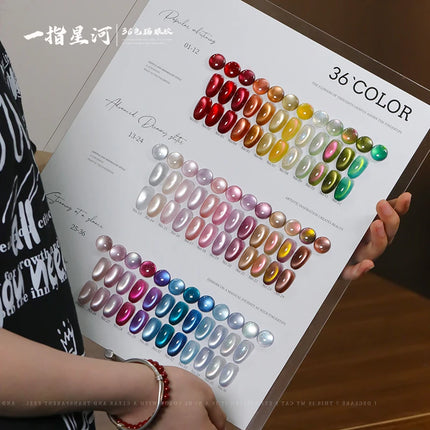 36-color/set Star River Cat Eye Gel Nail Polish 15ml Magnetic Gel Glass Beads Semi Permanent Soak Off UV Nail Gel For Nail Salon