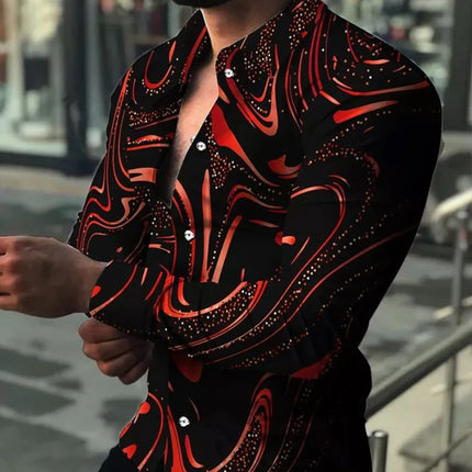2024 Men's  Long Sleeve Shirt Casual All-match Fashion Street Men's Shirt Lapel Single-breasted Long Sleeve Top Men's Clothing