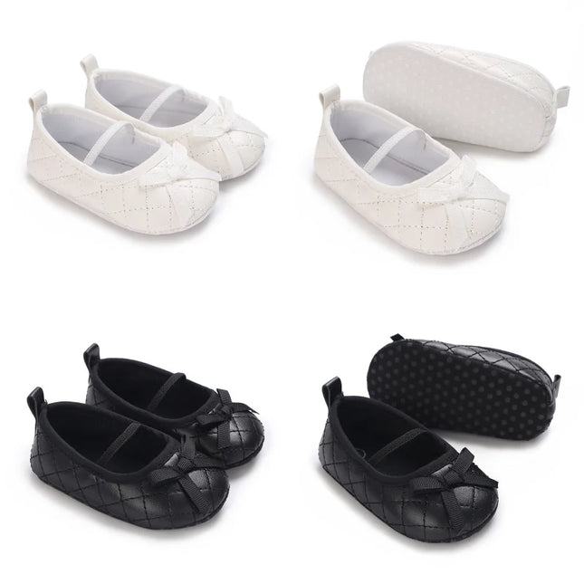 Newborn Baby Mary Jane Ballet Flat Shoes Classic Fashion Non-Slip Bow Baby Shoes Soft Sole Preschool Walking Footwear