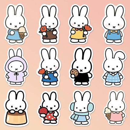 80PCS Kawaii Miffy Cute Sticker Decoration Card DIY Water Cup Phone Refrigerator Luggage Waterproof Stickers Gift Toy for Girl