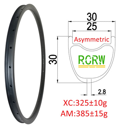 29er MTB XC AM 270g-465g Carbon Rim 28/30/32/34/35/36/38/40 Wide 23/25/28/30mm Deep Symmetric or Asymmetric UD 24/28/32/36Hole