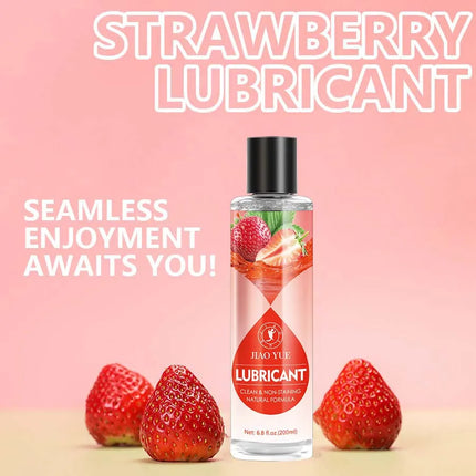 Water-Based Strawberry Flavored Lubricant, Personal Lube for Men, Women and Couples, Made Without Added Sugar, 200ml