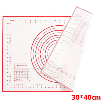 LMETJMA Silicone Pastry Mat Extra Thick Non Stick Baking Mat with Measurement Kitchen Fondant Dough Rolling Mat KC0455
