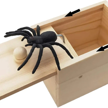 Spider Scare Prank Box Wooden Surprise Box Fun Joke Spider Prank Toys Gift Box for Kids Boys Adults Christmas Stocking Stuffers