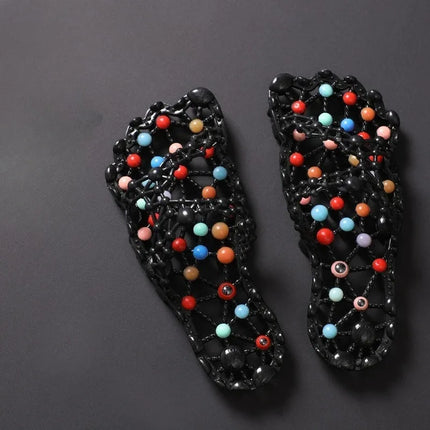 Massage Slippers for Women, Foot Bottom Granules Health Therapy, Anti-Slip Bathing Quick-Drying Indoor Home Bathroom Shoes