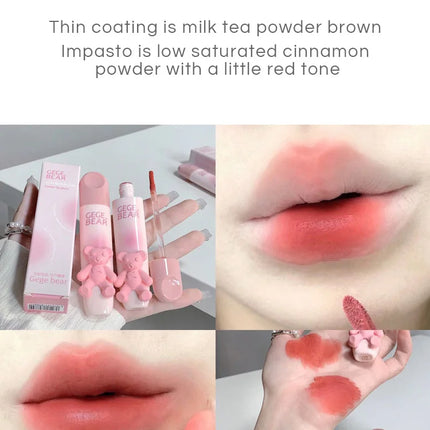 Gegebear Bear Lip Glaze Matte Velvet Lipstick Long-lasting Whitening Lip Cream Lip Mud