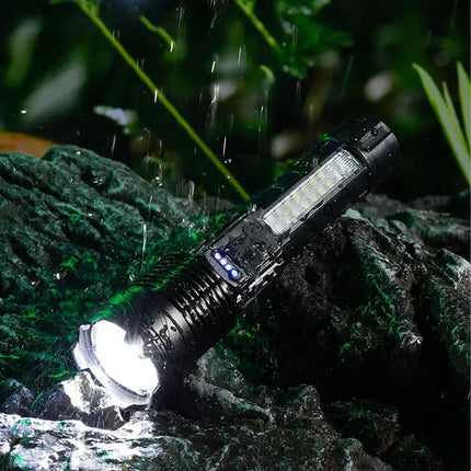 High Power LED Flashlight Type-C Rechargeable Tactical Torch with Built-in Battery Pen Clip Flashlights Outdoor Camping Lantern