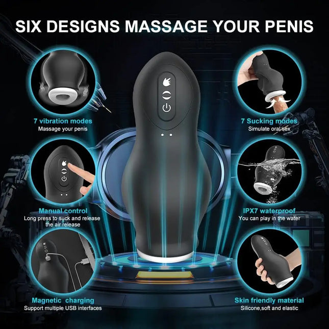 Automatic Male Masturbator Vagina Pussy Sucking Vibration Massager Real Penis Blowjob Masturbation Cup Adult Sex Toys For Men18