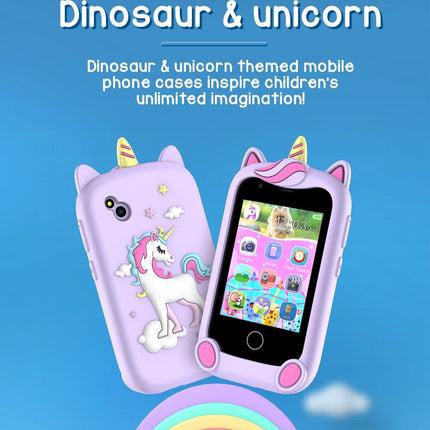 Mini Kids Phone Habit Tracke Camera 2.8inch IPS Word Learn Toy Phone MP3 Player Clock Audio Book Storytelling Eduational Toys