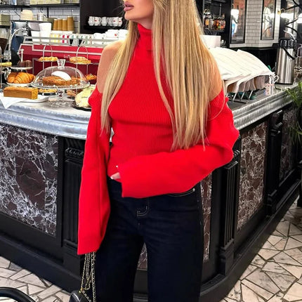 Trendix Hollow Out Sweater Sets For Women 2025 Fall New Long Sleeve Knitwear Shawl Suits Sexy Backless Knit Tank Top 2 Piece Set