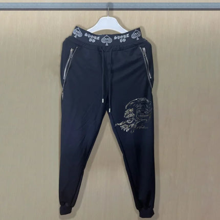 2025 new Sweatpants Track Pants Men Slim Fit Workout Trousers Male Multi-pocket Casual Rhinestones Pants  Design Sportswear