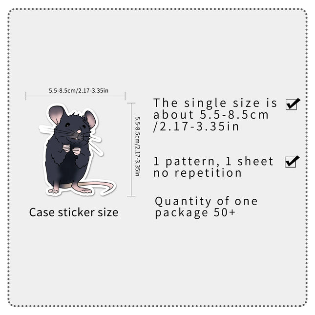 50 Pcs Rat Series Cartoon Cute Waterproof Sticker Skateboarding Snowboard Retro Vinyl Home Decal Sticker