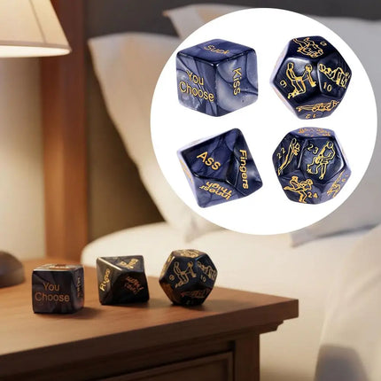 Four combinations of fun dice, acrylic marble carving pattern, posture dice, flirting dice