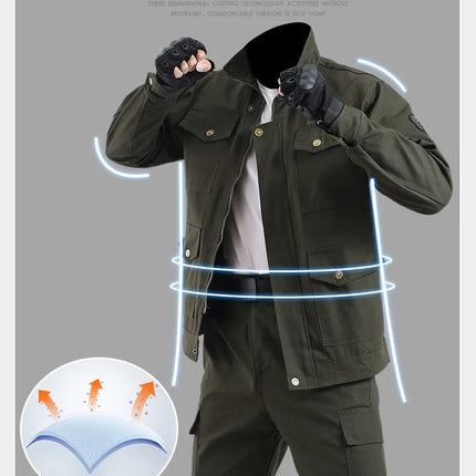 Thickened Work Uniform Set for Men Spring Autumn Auto Repair Welding Heat Resistant Wearable Labor Protection Clothing for Co...