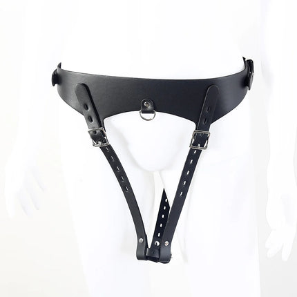 Adjustable Leather Chastity Panty Harness BDSM Bondage Restraint Gear Adult Sex Toy for Women Men Fetish Role Play Accessory