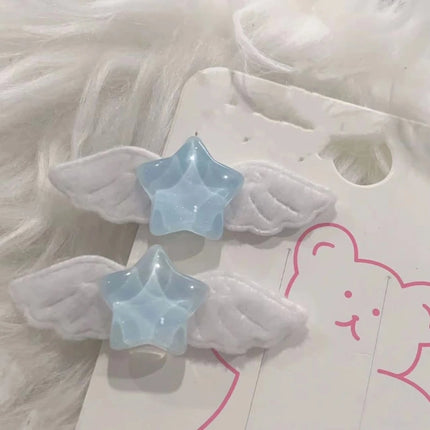 2pcs Cute Hairpins Sweet Hair Barrettes Y2K Pill Star Wings Hair Side Clip