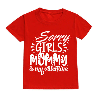 Daddy and Mommy's Valentine Print Kids T-Shirt Child Red Shirts Tops Boys Girls T-Shirt Valentine's Day Party Gifts Casual Clothes