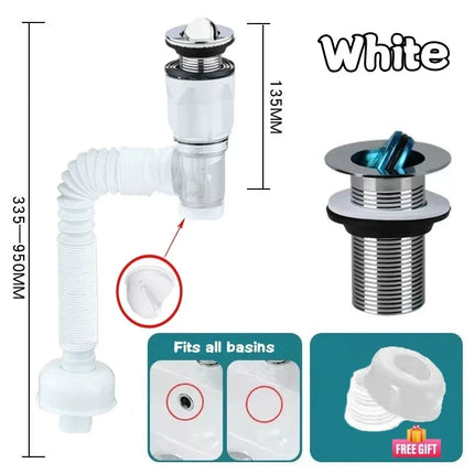 Flip-Top Kitchen Sink Drain Retractable Deodorizing Filter Flexible Downspout Bathroom Sink Anti Clogging Kitchen Accessories