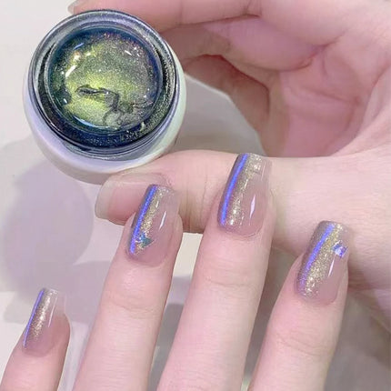 6PCS 2026 New Trendy Nail Art Fashion Phototherapy Iceland Aurora Blue-Green-Purple Cat Eye Gel Magnetic Powder Gold Nail Polish