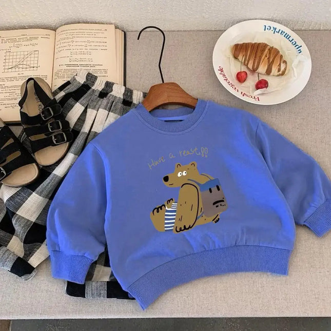 Baby Boys Clothing Solid Color Pullovers Loose Casual Crewneck Tops New Design Hoodie Yellow Sweatshirts For 0-6Year Children