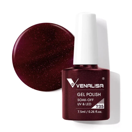 Venalisa 7.5ml Gel Nail Polish, White Cap, Glass Formula, No Wipe Top Coat, UV LED Soak-Off Glitter Color Nail Lacquer
