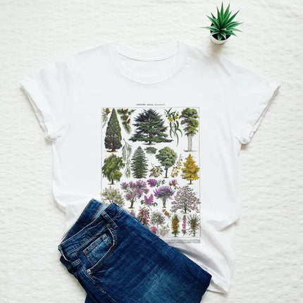 Summer Fashion Unisex T-shirt Vintage Tree Women T-shirts Graphic Tees Harajuku Tops Travel T-shirt