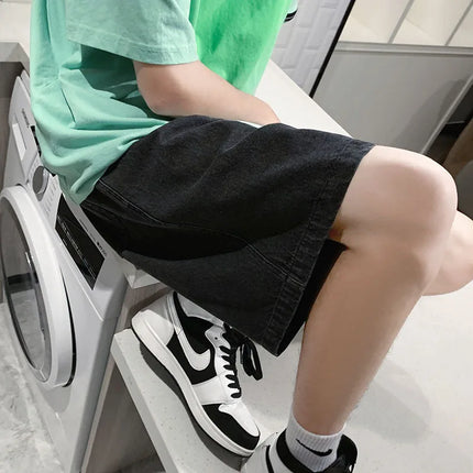 2025 Summer Men Seven Inch Jeans Fashion Design Men's Jeans Slim Fit Straight Leg Short Jeans Casual Loose Wide Leg Denim Shorts