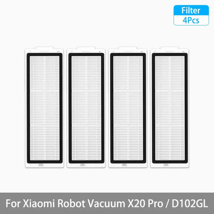 For Xiaomi Robot Vacuum X20 Pro / D102GL Parts Accessories Main Brush Side Brush Hepa Filter Mop Cloth Dust Bag Replacement