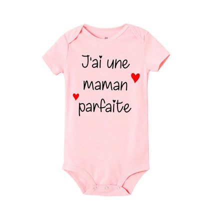 I Have A Perfect Mother Print Newborn Clother Baby Short Sleeve Romper Toddler Jumpsuit Infant Girl Boy Unisex Bodysuits Outfit