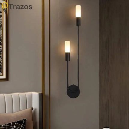 Modern Simple LED Wall Lamp Gold Black Nordic Long Wall Lamp Living Room Bedroom Hallway Corridor Background Interior Decoration