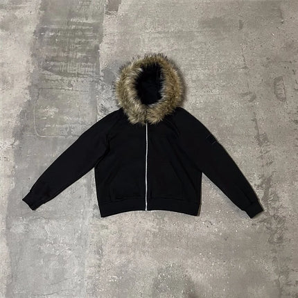Y2K Streetwear Zip-Up Hoodie Grunge Goth Aesthetics Graphic Print Retro Punk Clothes Oversized Hip Hop Zipper Hoodie Sweatshirt