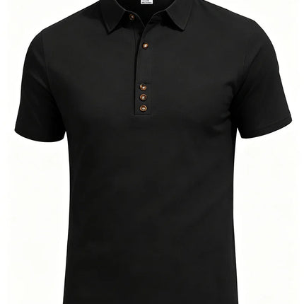 2026 Summer Men Cotton Linen Polo Shirt Short Sleeve Turn Down Collar Loose Fit Casual Daily Office Beach Travel Solid Color Top