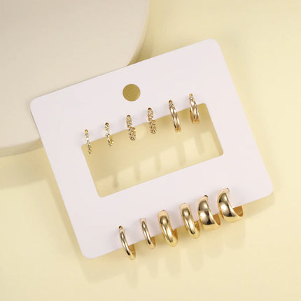 Metallic C Shape Textured Hoop Earrings Vintage Twist Women Accessories
