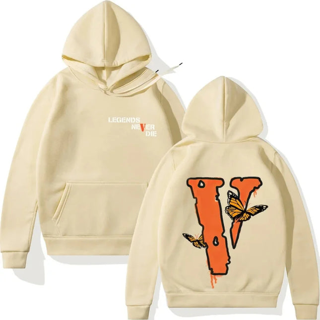 Spring and autumn 2026 Men's loose large v-printed hoodie, winter casual warm-lined hooded sweatshirt Hoodie Warm Winter Gifts B