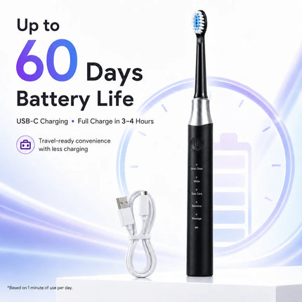 Dr.Yadent YD07 Electric Sonic Toothbrush Sensitive Gum Care Rechargeable Toothbrush 5 Modes Soft Brush Bristle 60 Days Life Long