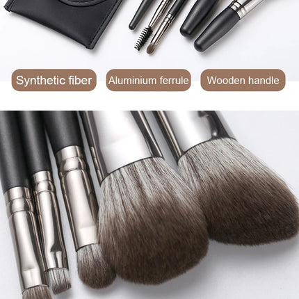 5-Piece Mini Natural Bristle Makeup Brush Set, Travel-Friendly Eyeshadow/Foundation/Blush/Concealer & Lip Brushes Portable Tools