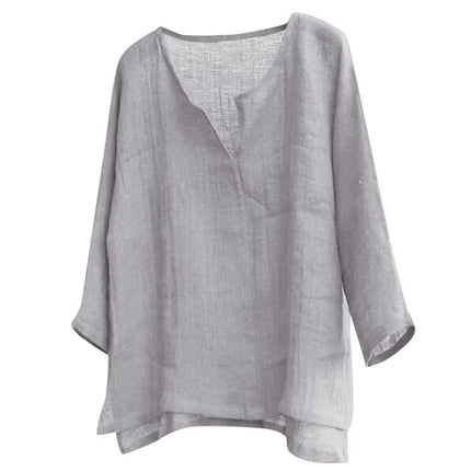 New Men's Summer Spring Long Sleeve Loose Solid Color Casual Long Sleeve Cool V-neck Shirt Tops Size S-5XL
