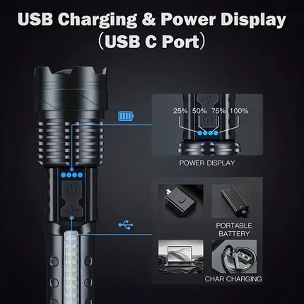 Powerful P50 Led Flashlights 2000LM Ultra Bright Tactical Light Emergency Spotlights Telescopic Zoom Light Builtin 18650 Battery