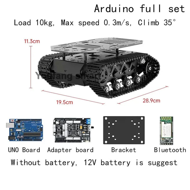 10KG Load Strong Shock Absorption Tank Chassis with Motor Suspension All Metal Tank Robot Kit For Arduino STM32 ROS Robot Car